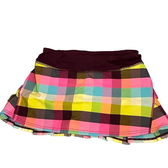 LULULEMON Pace Setter Skirt sea check plaid plum pink size 6 - Picture 1 of 12